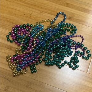 Set of heavy plastic Mardi Gras beads